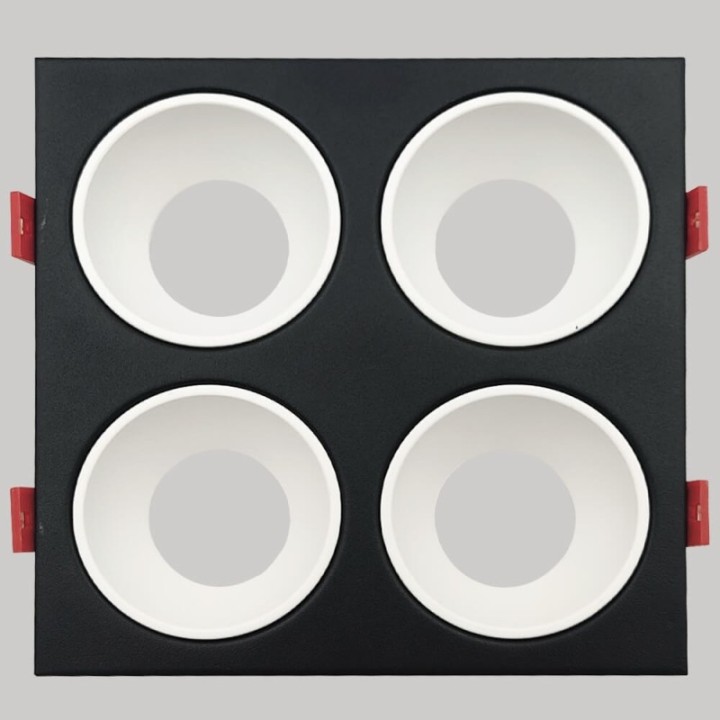 Cadre Basculant Quadruple GU10 – Noir – Encastrable Orientable personnalisable