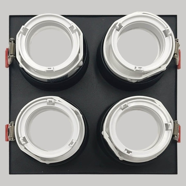 Cadre Basculant Quadruple GU10 – Noir – Encastrable Orientable personnalisable