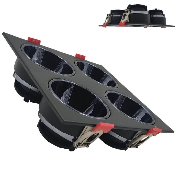 Cadre Basculant Quadruple GU10 – Noir – Encastrable Orientable personnalisable