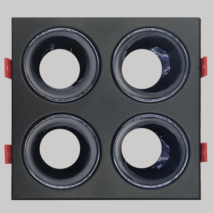 Cadre Basculant Quadruple GU10 – Noir – Encastrable Orientable personnalisable