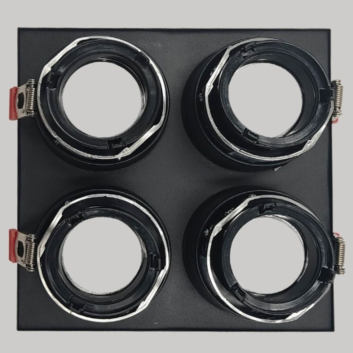 Cadre Basculant Quadruple GU10 – Noir – Encastrable Orientable personnalisable