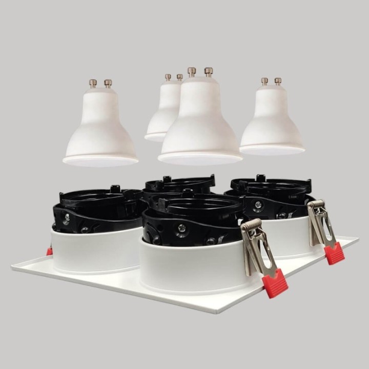 Spot encastrable quadruple GU10 – Blanc – Encastrable Personnalisable