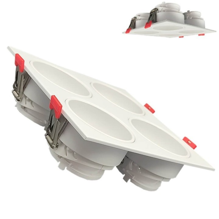 Spot encastrable quadruple GU10 – Blanc – Encastrable Personnalisable