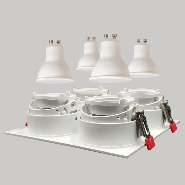 Spot encastrable quadruple GU10 – Blanc – Encastrable Personnalisable