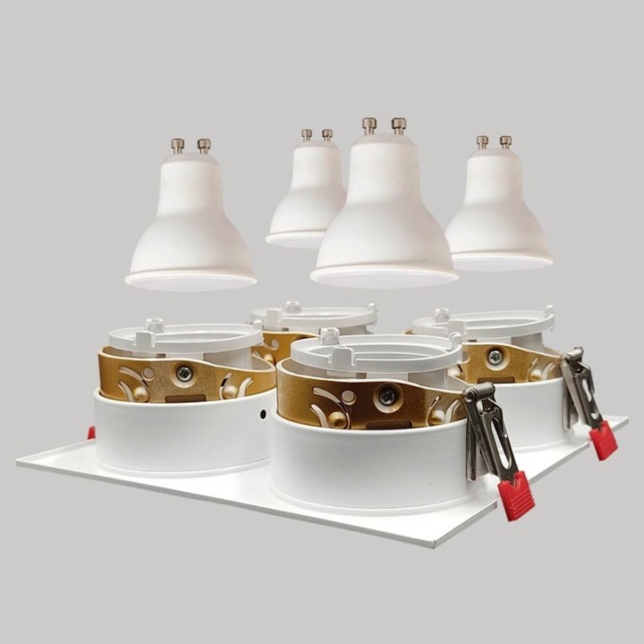 Spot encastrable quadruple GU10 – Blanc – Encastrable Personnalisable