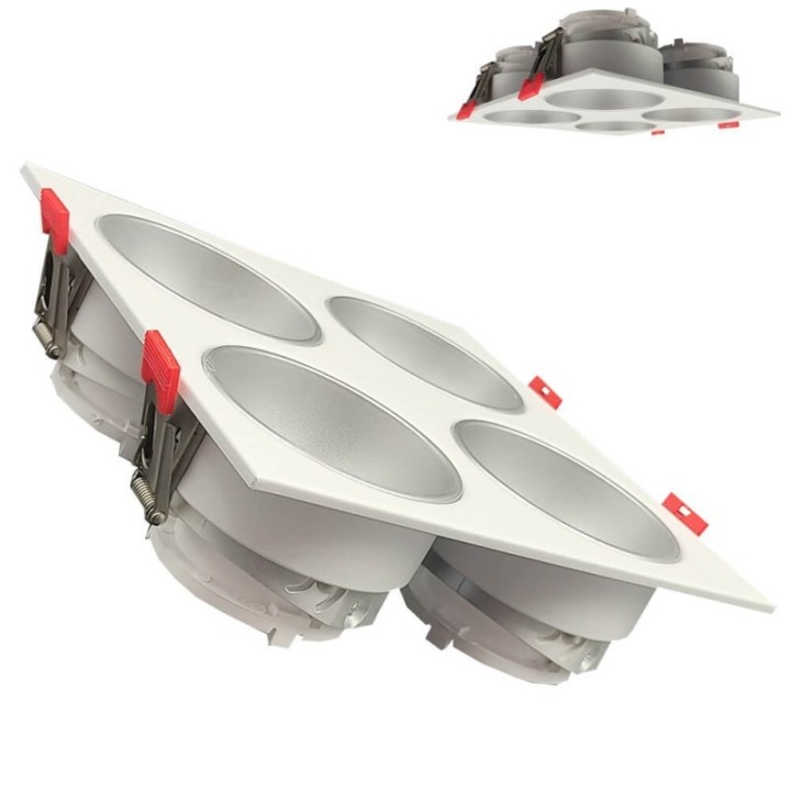 Spot encastrable quadruple GU10 – Blanc – Encastrable Personnalisable