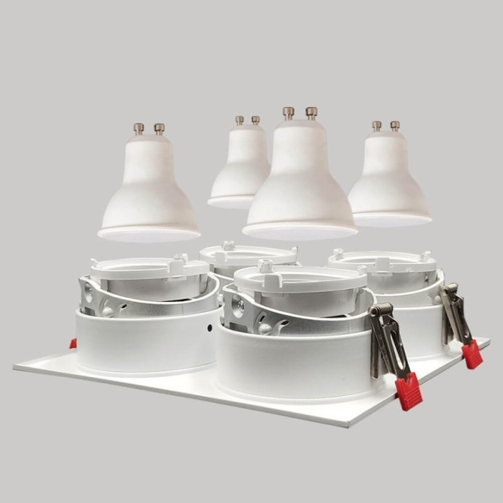 Spot encastrable quadruple GU10 – Blanc – Encastrable Personnalisable