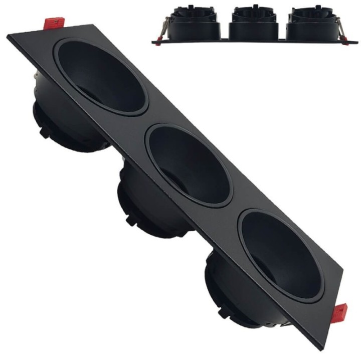 Spot Encastrable Triple GU10 – Noir – Design Personnalisable
