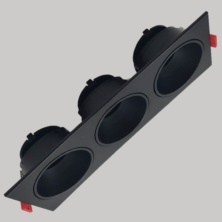 Spot Encastrable Triple GU10 – Noir – Design Personnalisable