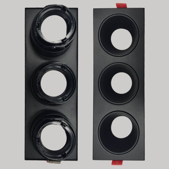 Spot Encastrable Triple GU10 – Noir – Design Personnalisable