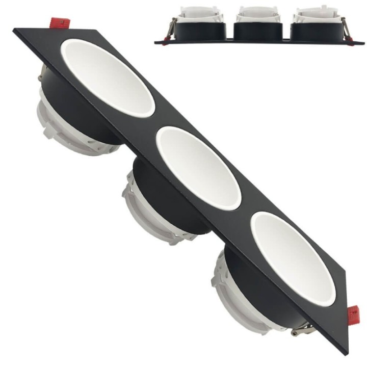 Spot Encastrable Triple GU10 – Noir – Design Personnalisable