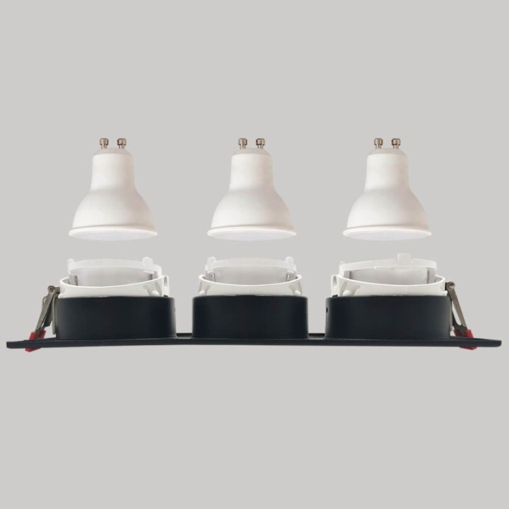 Spot Encastrable Triple GU10 – Noir – Design Personnalisable