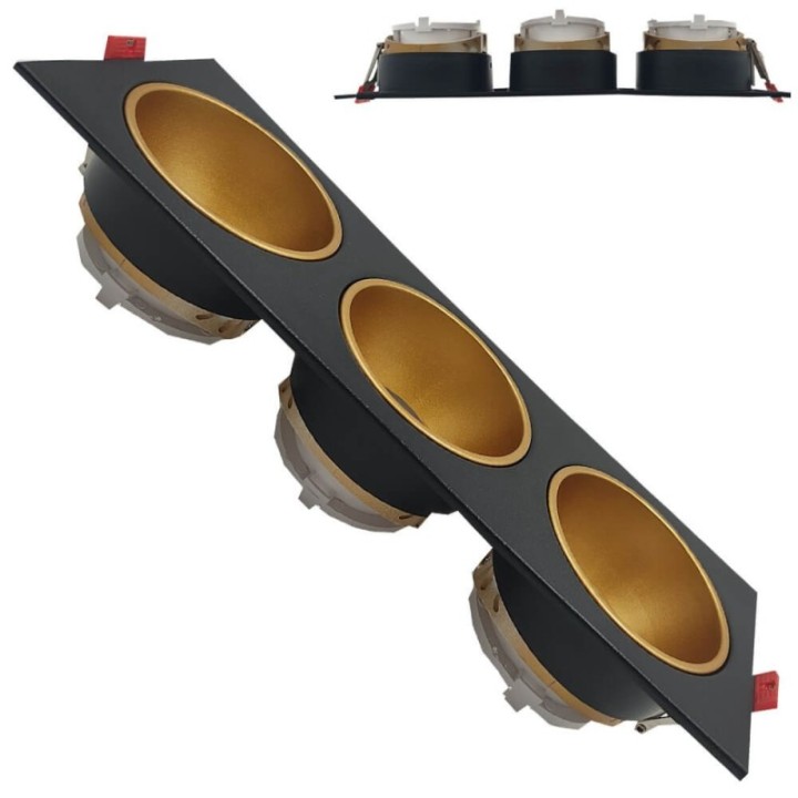 Spot Encastrable Triple GU10 – Noir – Design Personnalisable