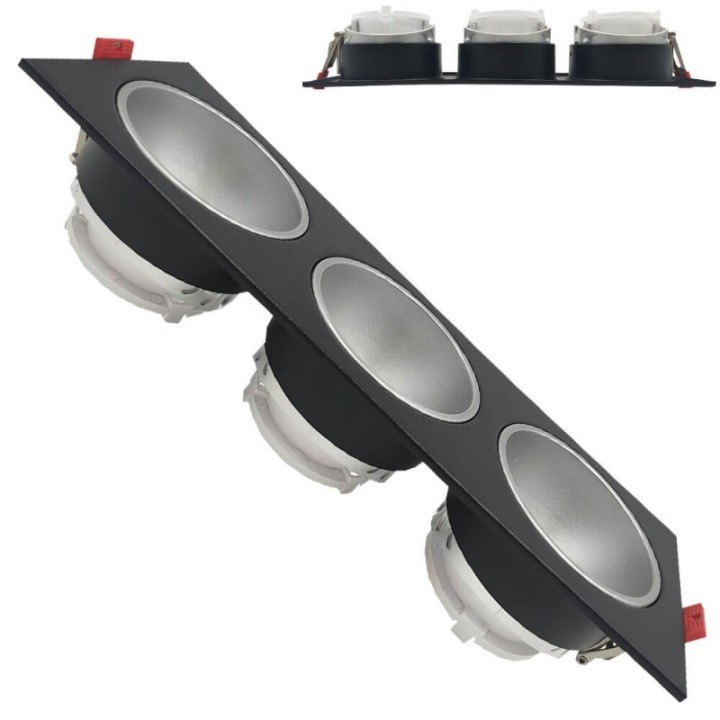 Spot Encastrable Triple GU10 – Noir – Design Personnalisable