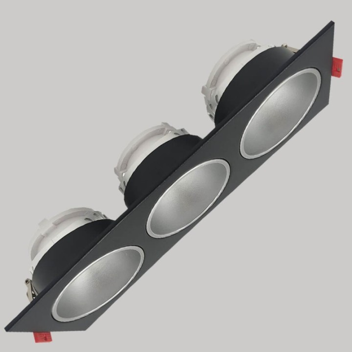 Spot Encastrable Triple GU10 – Noir – Design Personnalisable