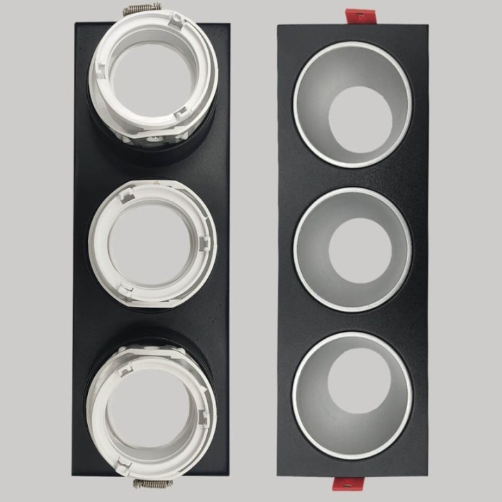 Spot Encastrable Triple GU10 – Noir – Design Personnalisable