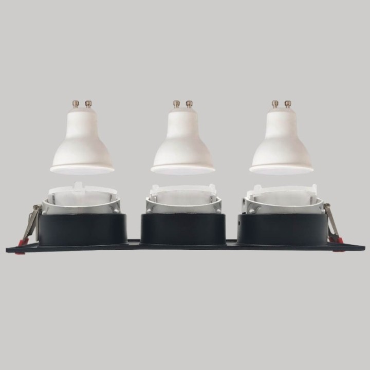 Spot Encastrable Triple GU10 – Noir – Design Personnalisable