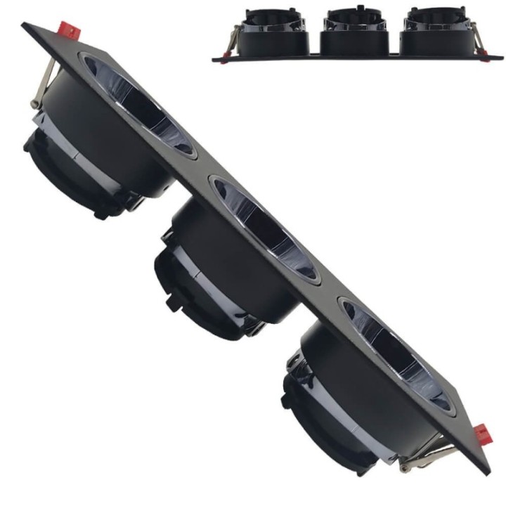 Spot Encastrable Triple GU10 – Noir – Design Personnalisable