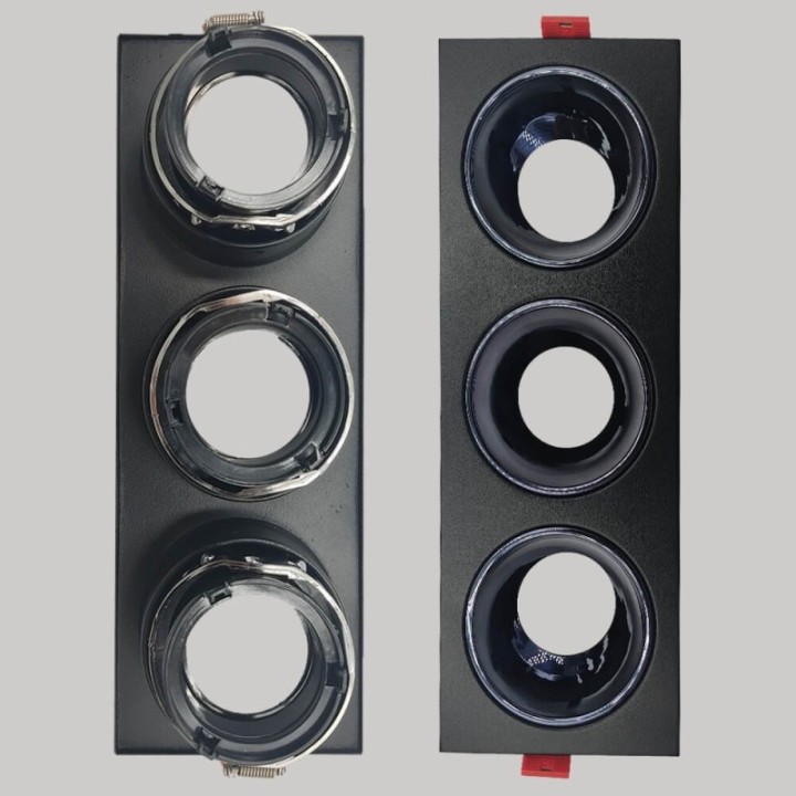 Spot Encastrable Triple GU10 – Noir – Design Personnalisable