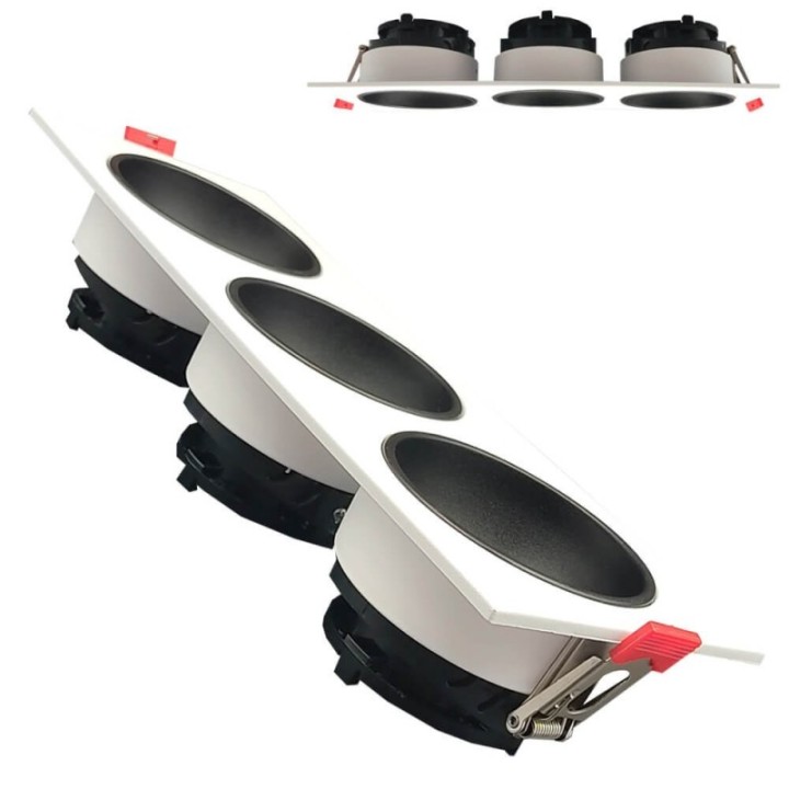 Spot Encastrable Triple GU10 – Blanc – Design Personnalisable