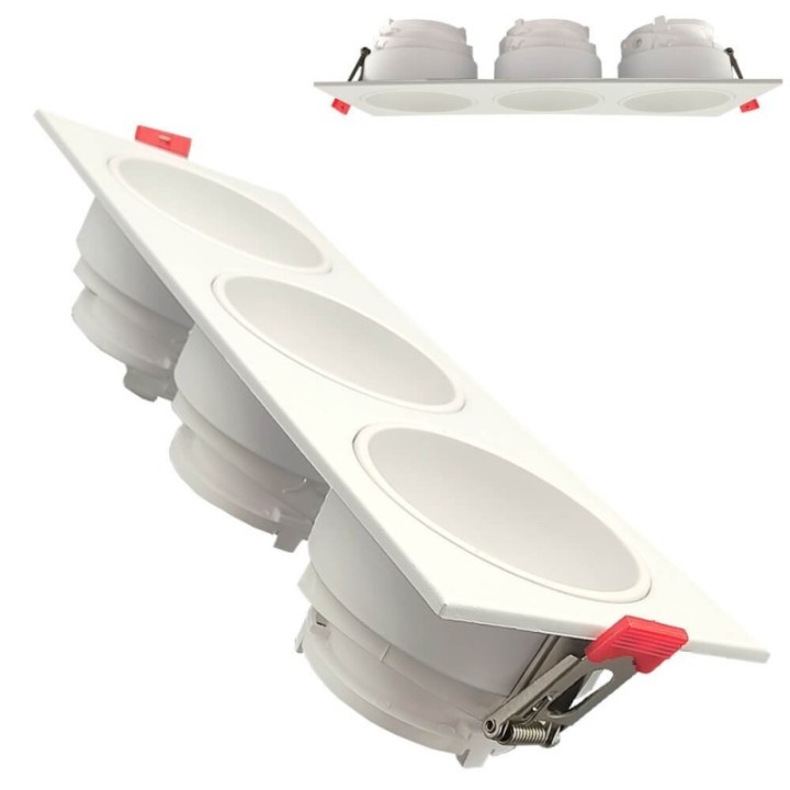 Spot Encastrable Triple GU10 – Blanc – Design Personnalisable