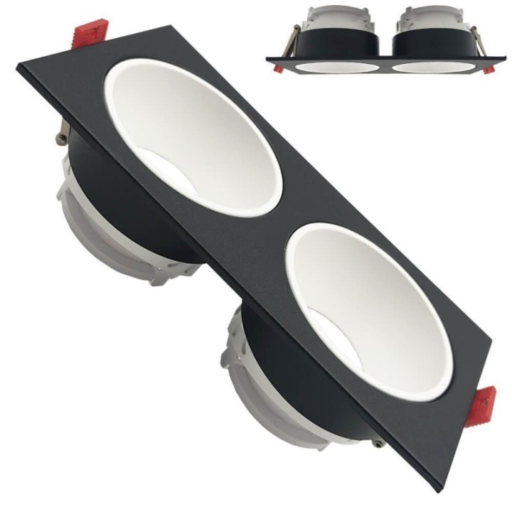 Spot Encastrable Double GU10 – Noir – Design Personnalisable