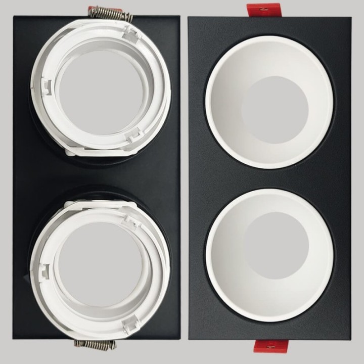 Spot Encastrable Double GU10 – Noir – Design Personnalisable