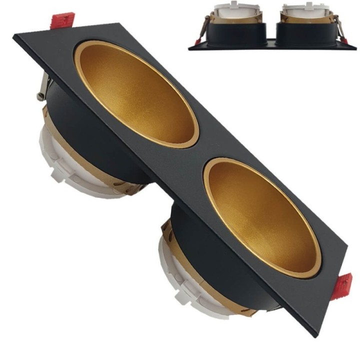 Spot Encastrable Double GU10 – Noir – Design Personnalisable