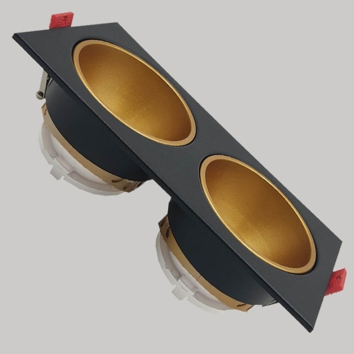 Spot Encastrable Double GU10 – Noir – Design Personnalisable