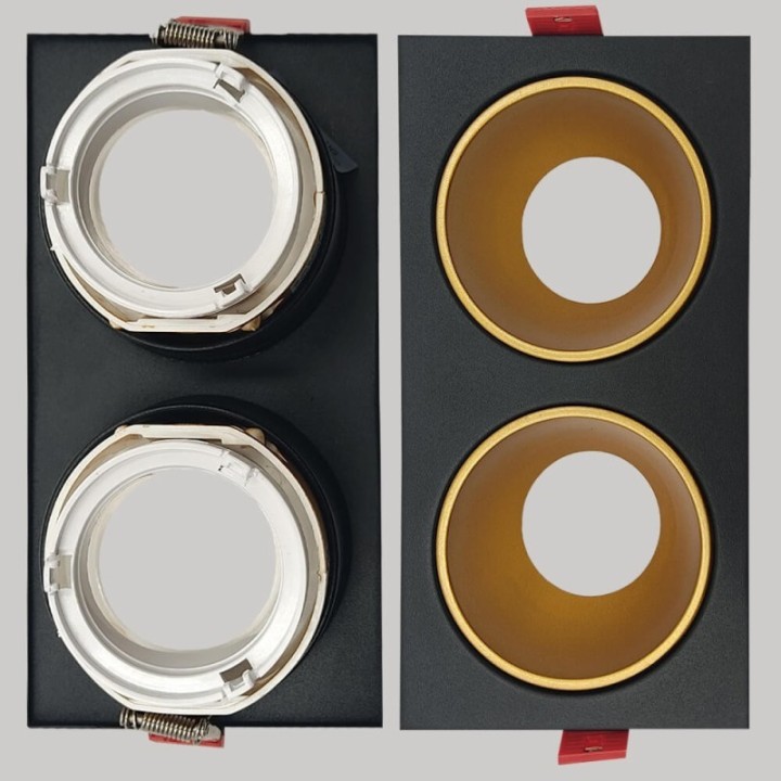 Spot Encastrable Double GU10 – Noir – Design Personnalisable