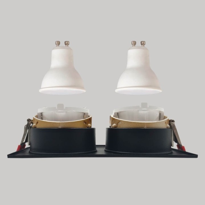 Spot Encastrable Double GU10 – Noir – Design Personnalisable