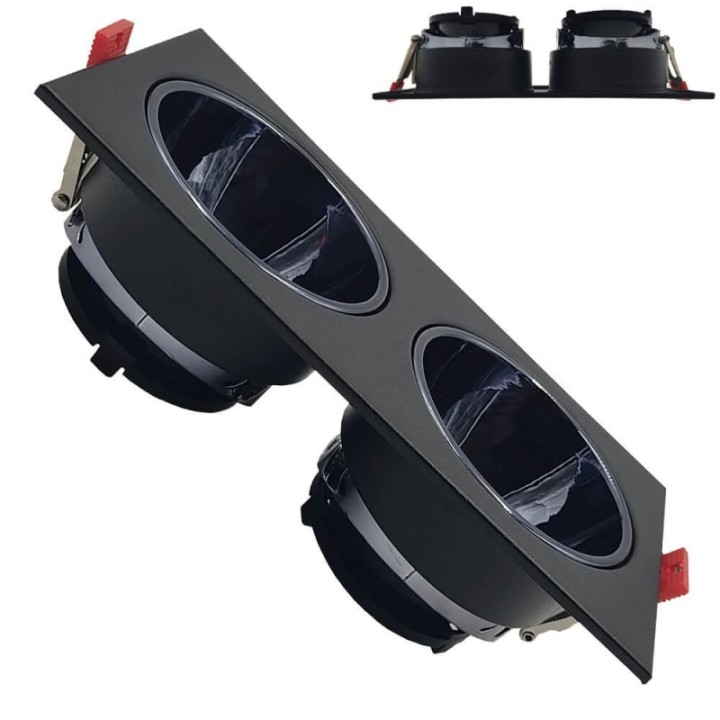 Spot Encastrable Double GU10 – Noir – Design Personnalisable