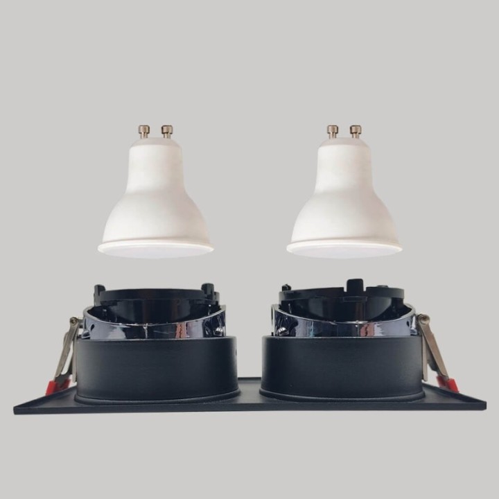 Spot Encastrable Double GU10 – Noir – Design Personnalisable