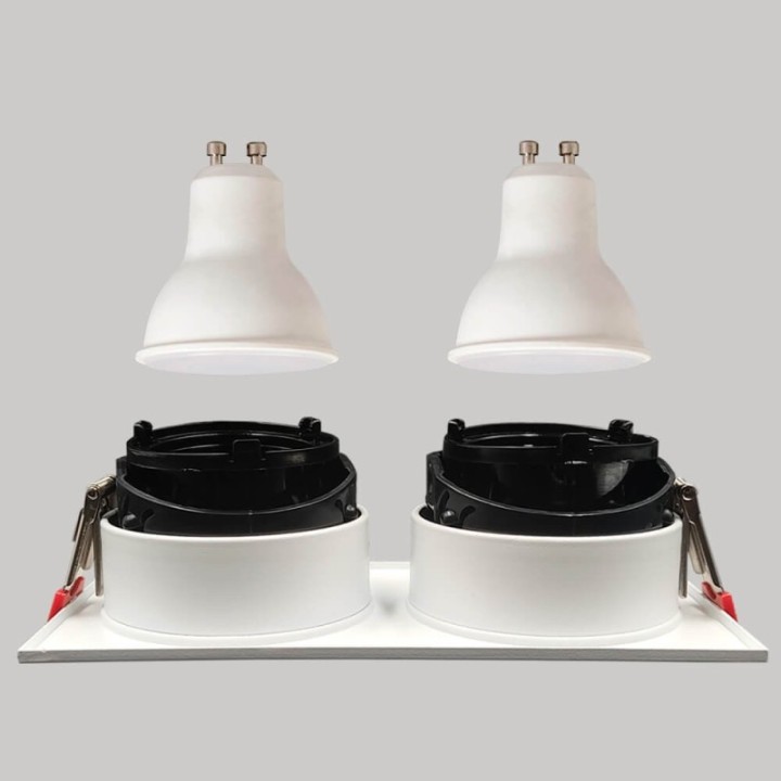Spot Encastrable Double GU10 – Blanc – Design Personnalisable