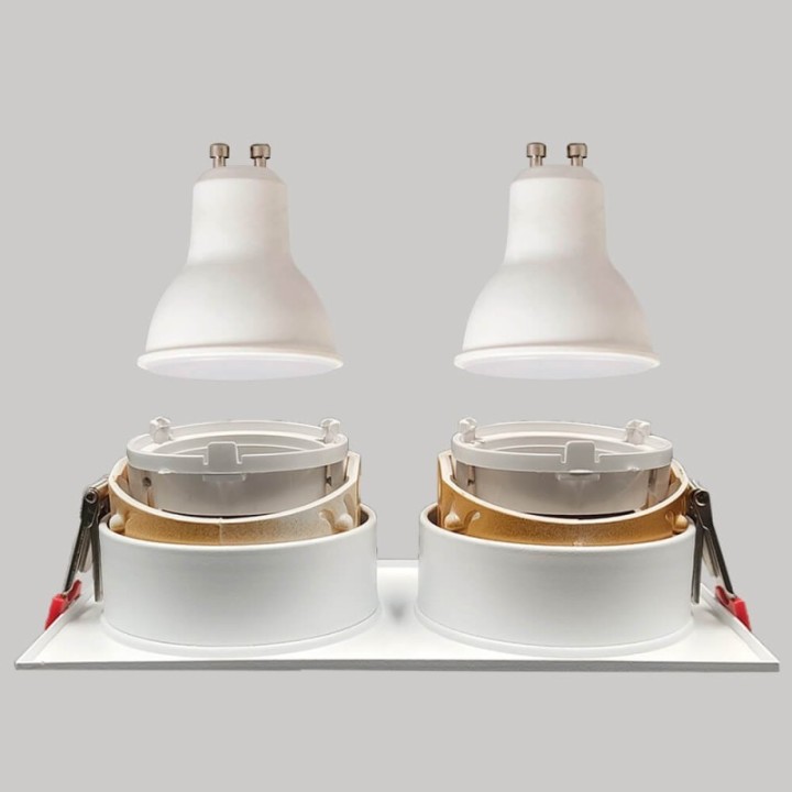 Spot Encastrable Double GU10 – Blanc – Design Personnalisable