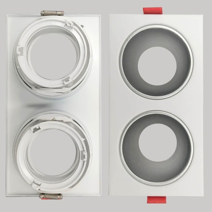 Spot Encastrable Double GU10 – Blanc – Design Personnalisable