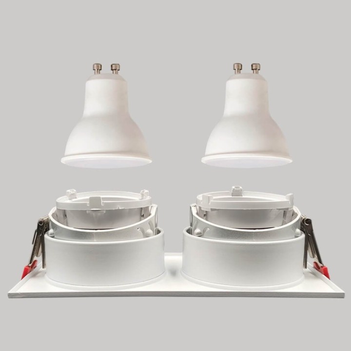 Spot Encastrable Double GU10 – Blanc – Design Personnalisable