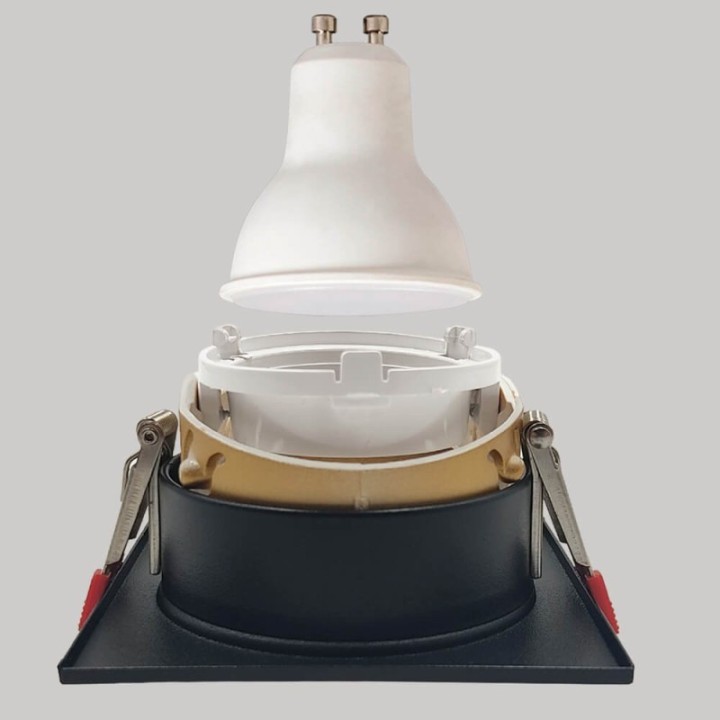 Spot Encastrable Carré GU10 Noir – Design Personnalisable