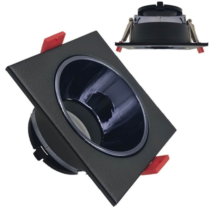 Spot Encastrable Carré GU10 Noir – Design Personnalisable