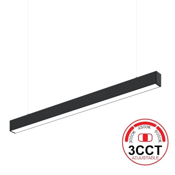 Réglette LED Linéaire 150 cm Noire – 50W – 3CCT – Interconnectable