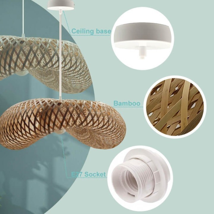 Lampe Suspendue - BAMBOU design pour LED E27