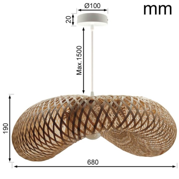 Lampe Suspendue - BAMBOU design pour LED E27