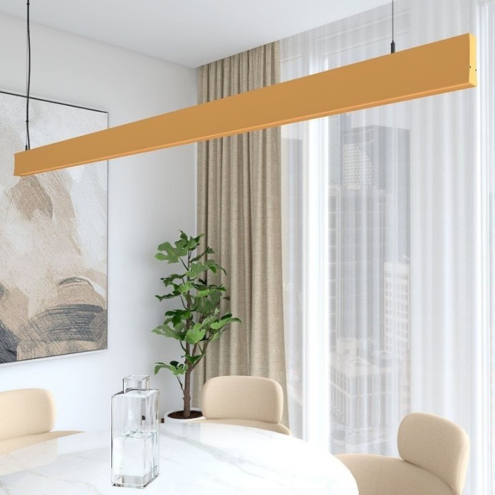 Suspension Linéaire LED Jaune Pastel sur Mesure | 0,5m à 2m | Couleur & Lumière Personnalisables