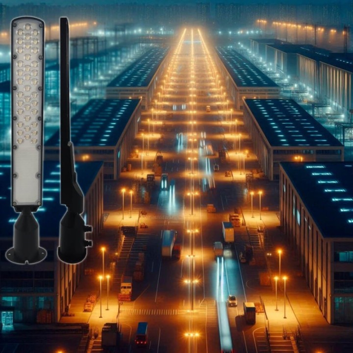 Réverbère LED 50W – Puce OSRAM – IP65 – Bras orientable