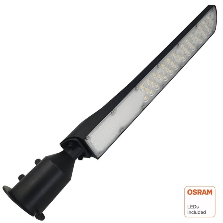 Réverbère LED 100W noir – Puce OSRAM – IP65 – Bras orientable