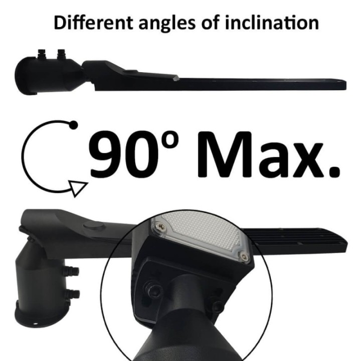 Réverbère LED 100W noir – Puce OSRAM – IP65 – Bras orientable