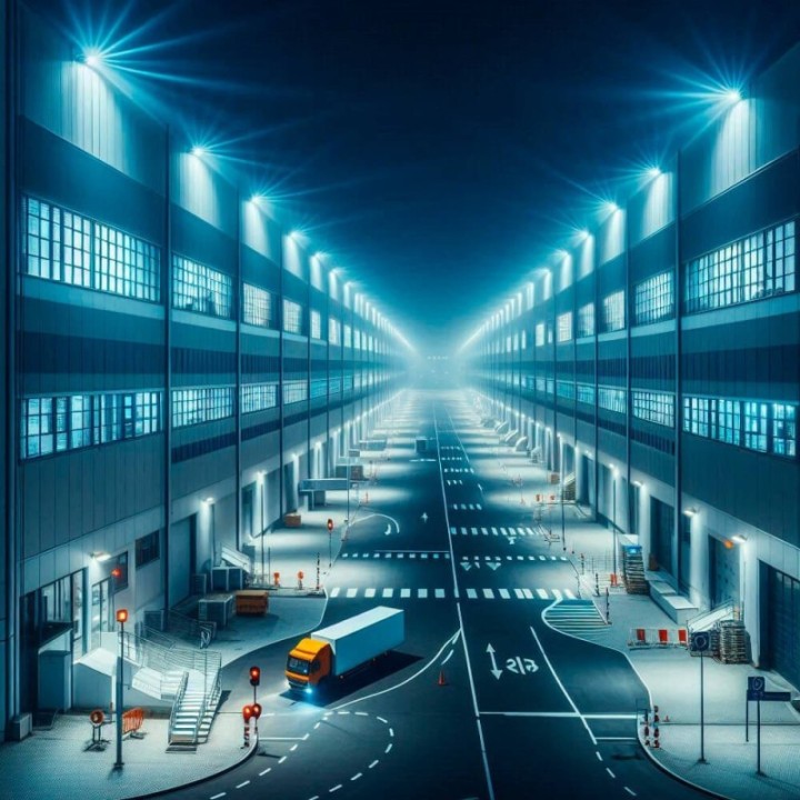 Réverbère LED 100W noir – Puce OSRAM – IP65 – Bras orientable