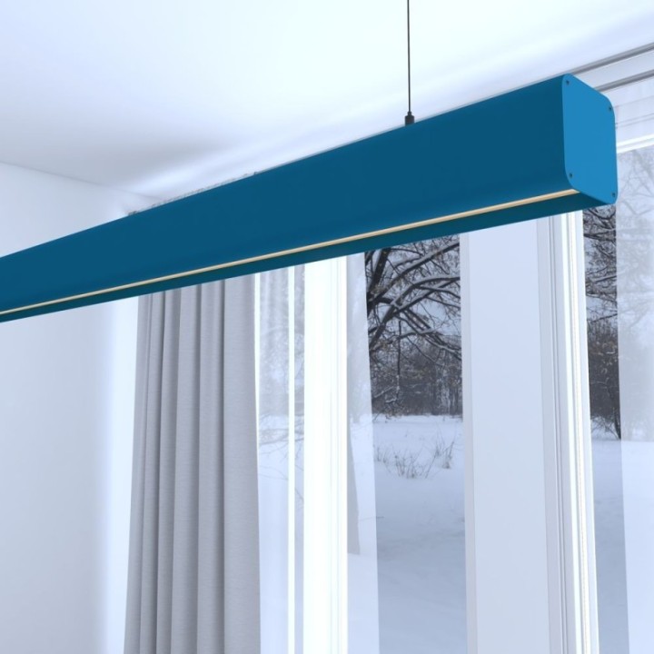 Lampe Linéaire LED Suspendue sur Mesure Bleu Azur | Autres Couleurs Disponibles | 0,5m à 2m