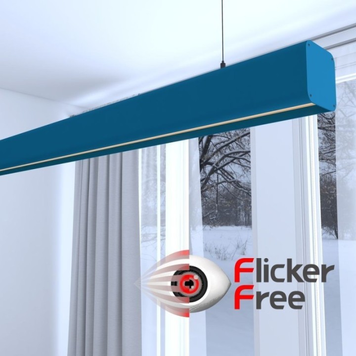 Lampe Linéaire LED Suspendue sur Mesure Bleu Azur | Autres Couleurs Disponibles | 0,5m à 2m