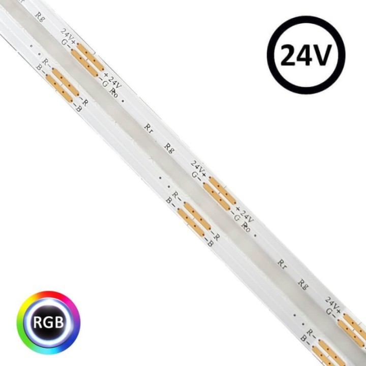 Bande LED RGB COB 24V – 672 LED/m – 15W/m – Éclairage décoratif coloré – IP20